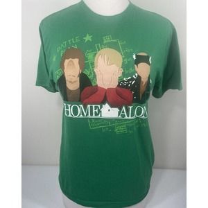 Home Alone Kevin McCallister Marv Hary T-Shirt Med Battle Plan Map Wet Bandits